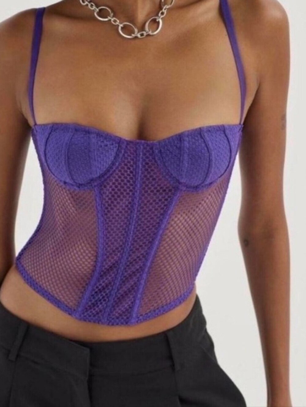 Urban Outfitters Out From Under Purple Mesh Bustier Top Size Medium.